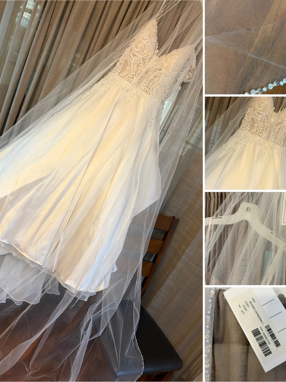 NWT designer Sophia Thomas  cathedral veil